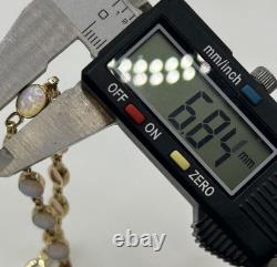 Created Opal Bezel Set Bracelet 9ct 9k 375 Yellow Gold 7.5 Inches