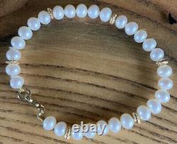 Cultured Pearl Bracelet with 9ct gold fastener & Spacers length 18 cm