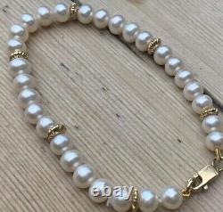 Cultured Pearl Bracelet with 9ct gold fastener & Spacers length 18 cm