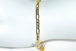 Curb Figaro Gold Bracelet (2.4g) 9ct 2-Tone Gold 7 HATTON GARDEN NEW UK -SALE