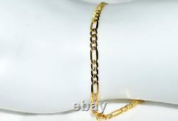 Curb Figaro Gold Bracelet (2.4g) 9ct 2-Tone Gold 7 HATTON GARDEN NEW UK -SALE