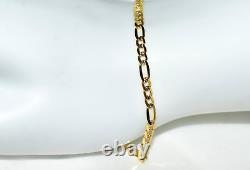 Curb Figaro Gold Bracelet (2.4g) 9ct 2-Tone Gold 7 HATTON GARDEN NEW UK -SALE