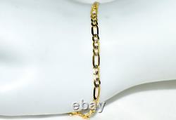 Curb Figaro Gold Bracelet (2.4g) 9ct 2-Tone Gold 7 HATTON GARDEN NEW UK -SALE