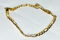 Curb Figaro Gold Bracelet (2.4g) 9ct 2-Tone Gold 7 HATTON GARDEN NEW UK -SALE