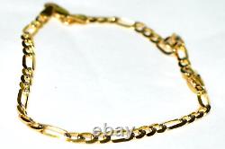 Curb Figaro Gold Bracelet (2.4g) 9ct 2-Tone Gold 7 HATTON GARDEN NEW UK -SALE