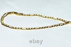 Curb Figaro Gold Bracelet (2.4g) 9ct 2-Tone Gold 7 HATTON GARDEN NEW UK -SALE