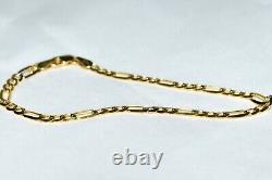 Curb Figaro Gold Bracelet (2.4g) 9ct 2-Tone Gold 7 HATTON GARDEN NEW UK -SALE