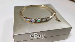 Damen Armreif Armband Opale Diamanten Gold 375/9ct