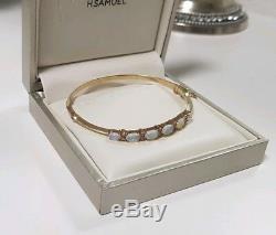 Damen Armreif Armband Opale Diamanten Gold 375/9ct