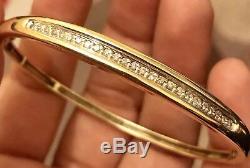 Designer Solid 9ct Yellow Gold Diamond Bangle Bracelet 0.50ct Diamonds