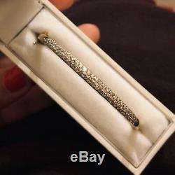 Designer Solid 9ct Yellow Gold Diamond Bangle Bracelet 0.50ct Paved Diamonds