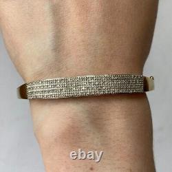 Diamond 1ct Pave'I LOVE YOU' Bangle Bracelet 9ct 9k Yellow Gold 7.5