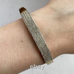 Diamond 1ct Pave'I LOVE YOU' Bangle Bracelet 9ct 9k Yellow Gold 7.5