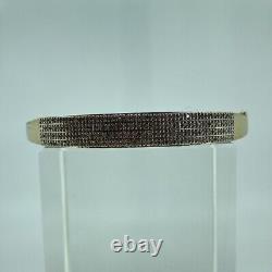 Diamond 1ct Pave'I LOVE YOU' Bangle Bracelet 9ct 9k Yellow Gold 7.5