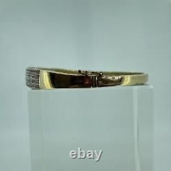 Diamond 1ct Pave'I LOVE YOU' Bangle Bracelet 9ct 9k Yellow Gold 7.5