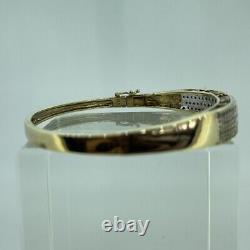 Diamond 1ct Pave'I LOVE YOU' Bangle Bracelet 9ct 9k Yellow Gold 7.5