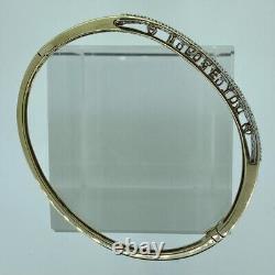 Diamond 1ct Pave'I LOVE YOU' Bangle Bracelet 9ct 9k Yellow Gold 7.5