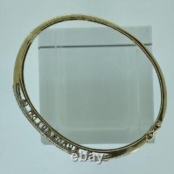 Diamond 1ct Pave'I LOVE YOU' Bangle Bracelet 9ct 9k Yellow Gold 7.5