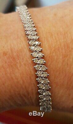Diamond Bracelet 9ct White Gold 1.0crt real diamonds. Tennis Style Mothers Day