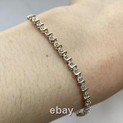 Diamond Illusion Tennis Bracelet 9ct 9k Yellow Gold 7