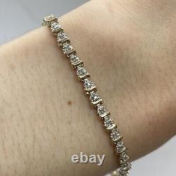 Diamond Illusion Tennis Bracelet 9ct 9k Yellow Gold 7