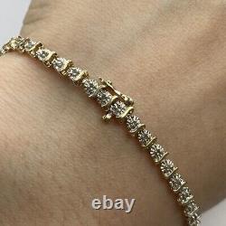 Diamond Illusion Tennis Bracelet 9ct 9k Yellow Gold 7