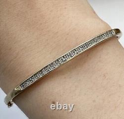 Diamond Pave Set Bangle 9ct 9k Yellow Gold 7