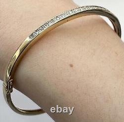 Diamond Pave Set Bangle 9ct 9k Yellow Gold 7