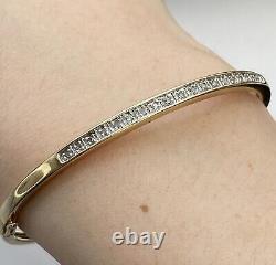 Diamond Pave Set Bangle 9ct 9k Yellow Gold 7