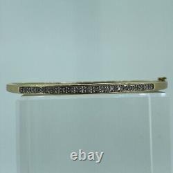 Diamond Pave Set Bangle 9ct 9k Yellow Gold 7