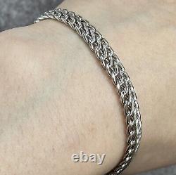 Double Curb Chain Bracelet 9ct 9k White Gold 7 Inches