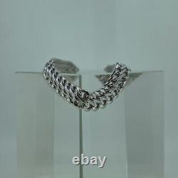 Double Curb Chain Bracelet 9ct 9k White Gold 7 Inches