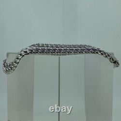 Double Curb Chain Bracelet 9ct 9k White Gold 7 Inches