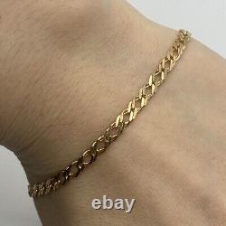 Double Link Diamond Curb Chain Bracelet 9ct 9k Yellow Gold 7 Inches