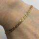 Double Link Diamond Curb Chain Bracelet 9ct 9k Yellow Gold 7 Inches