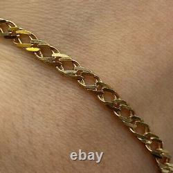 Double Link Diamond Curb Chain Bracelet 9ct 9k Yellow Gold 7 Inches