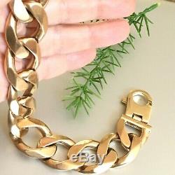 EXTREME HEAVY 9ct SOLID ROSE GOLD MEN'S CURB CHAIN BRACELET 163.8g 9 inches