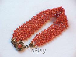 Early Victorian Georgian Antique 9ct Gold Coral Bracelet