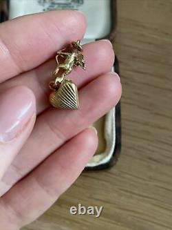 Edwardian 9ct Gold Cupid & Hanging Heart Charm