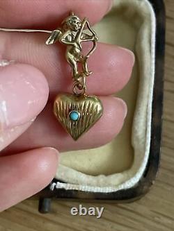Edwardian 9ct Gold Cupid & Hanging Heart Charm