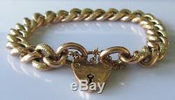Edwardian 9ct rose gold hollow night & day curb bracelet & padlock (18.2g)
