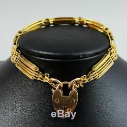 Edwardian Antique 9 Ct Gold Gate Bracelet C. 1910 16 Grams