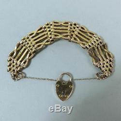 Edwardian Antique 9 Ct Rose Gold Fancy Link Gate Bracelet C. 1910 20.3 Grams