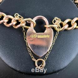 Edwardian Antique 9 Ct Rose Gold Solid Kerb Link Gate Bracelet 26.3 Grams