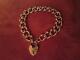 Edwardian Fancy-curb Link Heart Padlock Acc 9ct Hollow Rose Gold Bracelet 17.4g