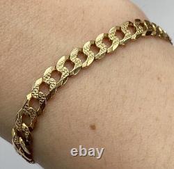 Embossed Curb Chain Bracelet 9ct 9k Yellow Gold 7.5