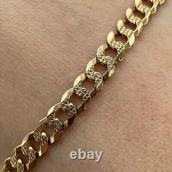 Embossed Curb Chain Bracelet 9ct 9k Yellow Gold 7.5