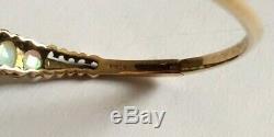 Exquisite Vintage / Antique 9ct Gold Bracelet / Bangle. Natural Opals & Diamonds