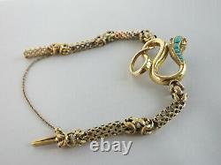 Extremely Rare 19th Century 9ct Gold Snake Bracelet