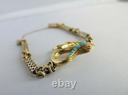Extremely Rare 19th Century 9ct Gold Snake Bracelet